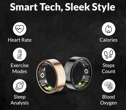 MYNK Alpha Smart Ring | Lightweight Stainless Steel | Sleep, Stress, HRV, BP, Blood Oxygen, Step & Calorie Count | IP68 Waterproof Ring | Samsung & Apple Health Compatible